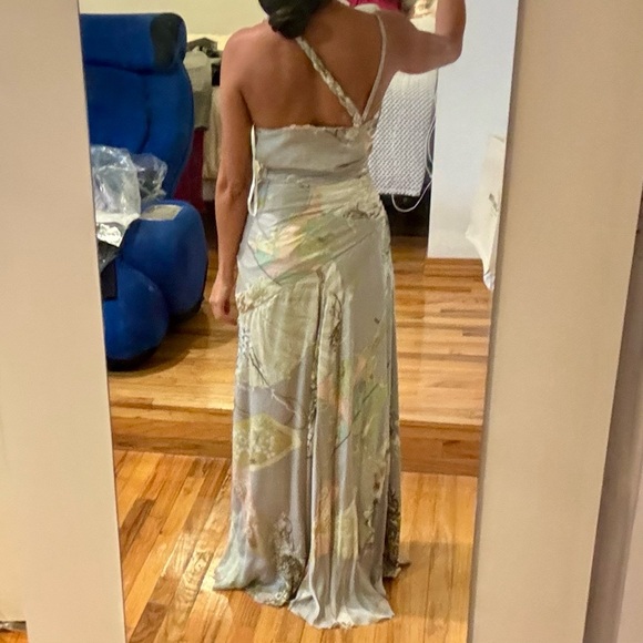 ROBERTO CAVALLI GRAY & FLORAL PEONT GOWN SIZE 38, STUNNING BALLGOWN - Picture 3 of 17